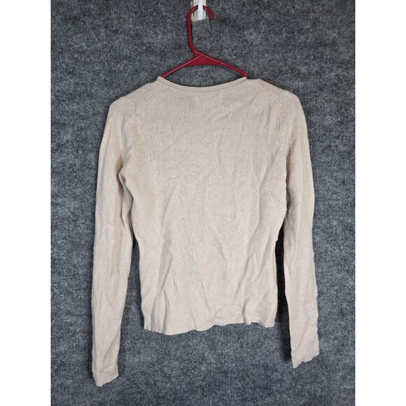 Ellen Tracy Sweater Womens Medium Beige 100% Cashmere Crewneck Pullover Knit - Picture 8 of 11